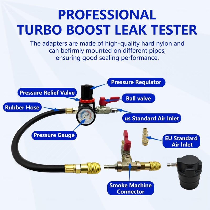 ZKTOOL 19PC Turbo System Leakage Tester Kit, Turbo Boost Leak Tester Set with 8 Pairs of Stepped Adapters 1-1/4” to 4-3/8", Turbo Pressure Leakage Tester for Cooling Emissions Exhaust Pipes - Image 4